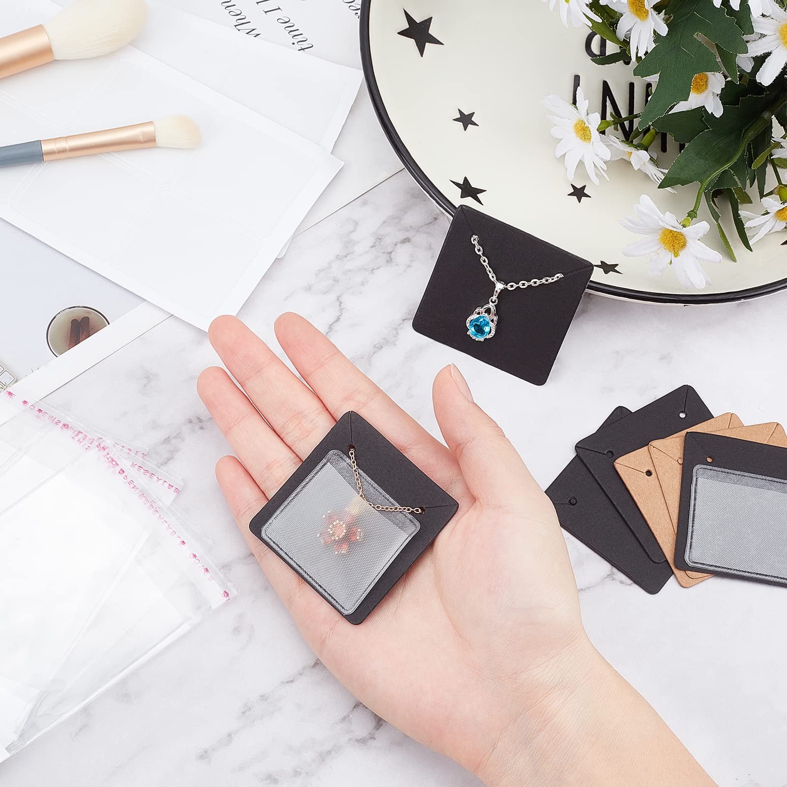 Amazon.co.jp: PH PandaHall ネックレス 台紙 100枚 2色 長方形