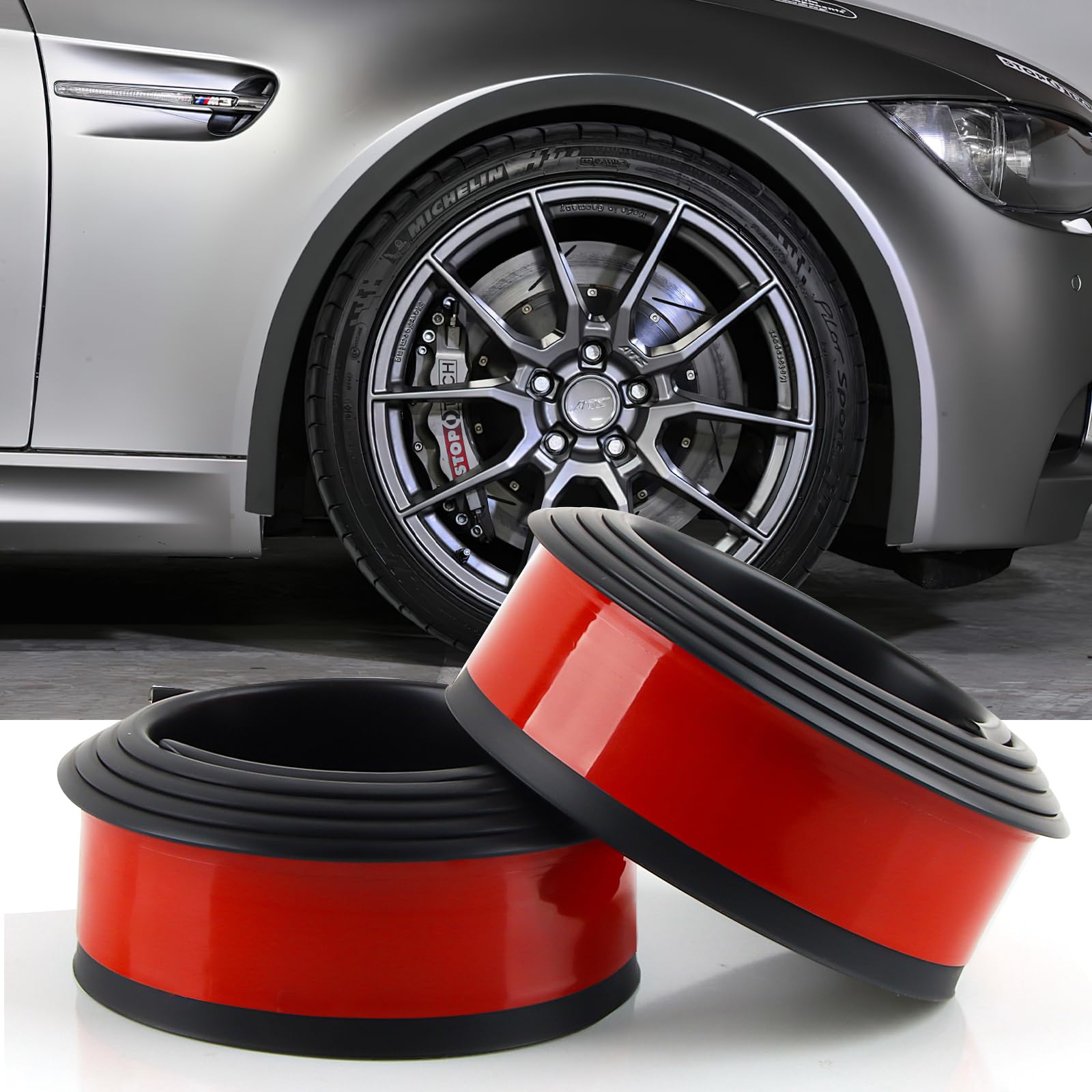 2Pcs Tira Universal de Guardabarros, Bengalas y Extensión del Paso de Rueda Para Coche (1.5 m, Negro)