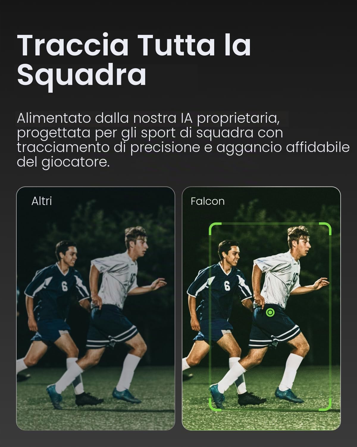 XbotGo Falcon 4K AI Sport Fotocamera con tracciamento automatico - Calcio & Pallacanestro per squadre, Action Cam con streaming live senza ABO, doppia fotocamera, fino a 4,5 ore di registrazione