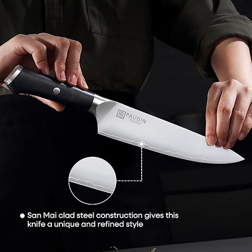 Miniatura 3 de PAUDIN Kitchen Knife Set, 4 Pieces Chef Knife Set, High Carbon Stainless Steel Knife Set, Ultra-Sharp Knives Set for Kitchen with Ergonomic Wooden