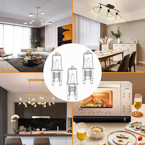 Miniatura 6 de SDTC Tech Paquete de 6 bombillas halógenas para horno de microondas Whirlpool, G9 120 V 40 W W10709921, bombillas de microondas compatibles con