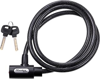 Master Lock 8364DCC 5ft Keyed Cable Bike Lock - Cut-Resistant Braided Steel, Pick-Proof Lock, Flexible Security