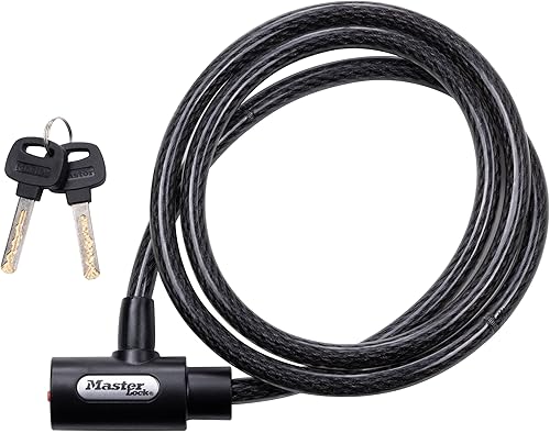 Master Lock 8364DCC Candado de cable para bicicleta con llave, 1.5 m de largo, Negro