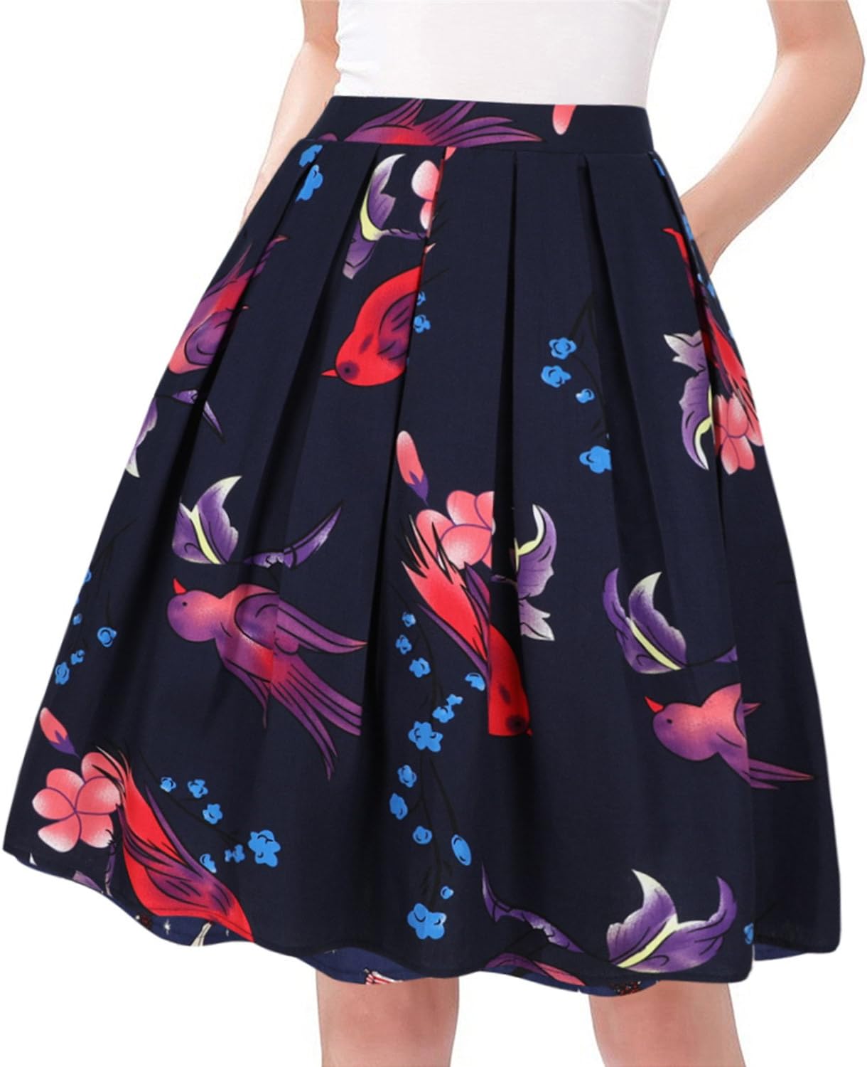 A-Line Pleated Vintage Skirts for Women
