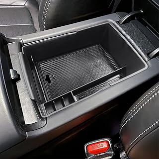 Center Console Organizer Tray Compatible with Hyundai Santa Fe TM 2021 2022 2023 Accessories and Santa Fe SEL 2022 2023 Interior Secondary Armrest Storage Box ABS Insert Tray, Black Trim