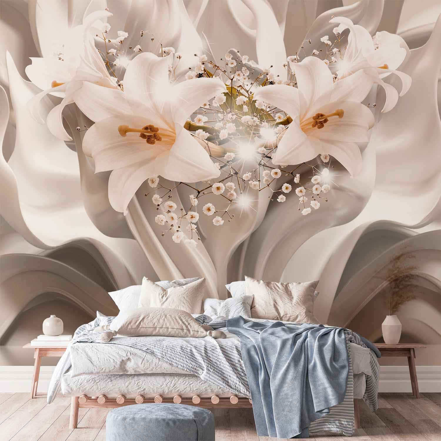 murando - Carta da Parati Moderna Spessa per Cameretta, Giglio, 400x280 cm | Fotomurali in TNT, Spessore Maggiore, Decorazione da Muro XXL, Carte da Parati Moderne, Fiori, Produzione Europea