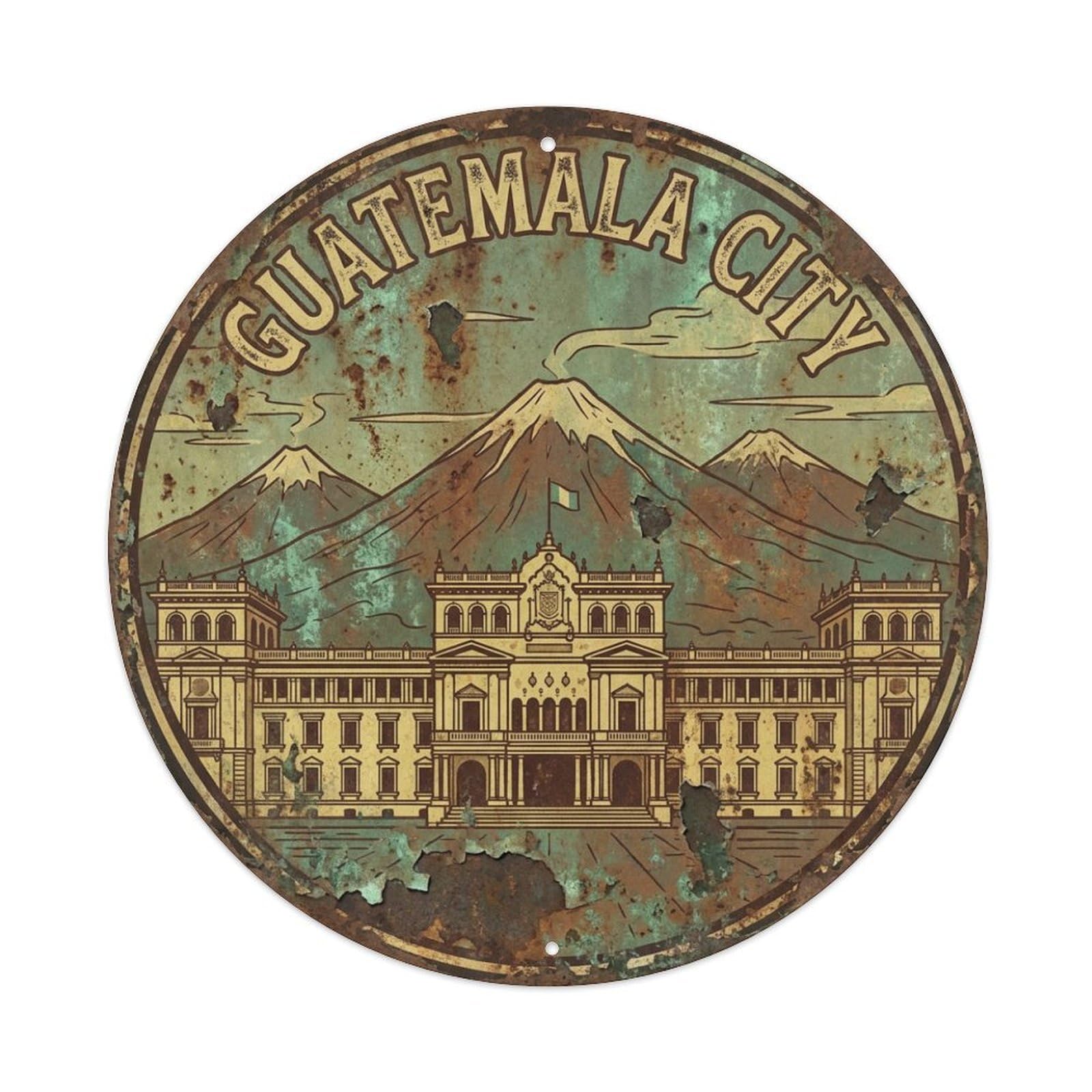 Vintage Travel Guatemala City Metal Tin Sign