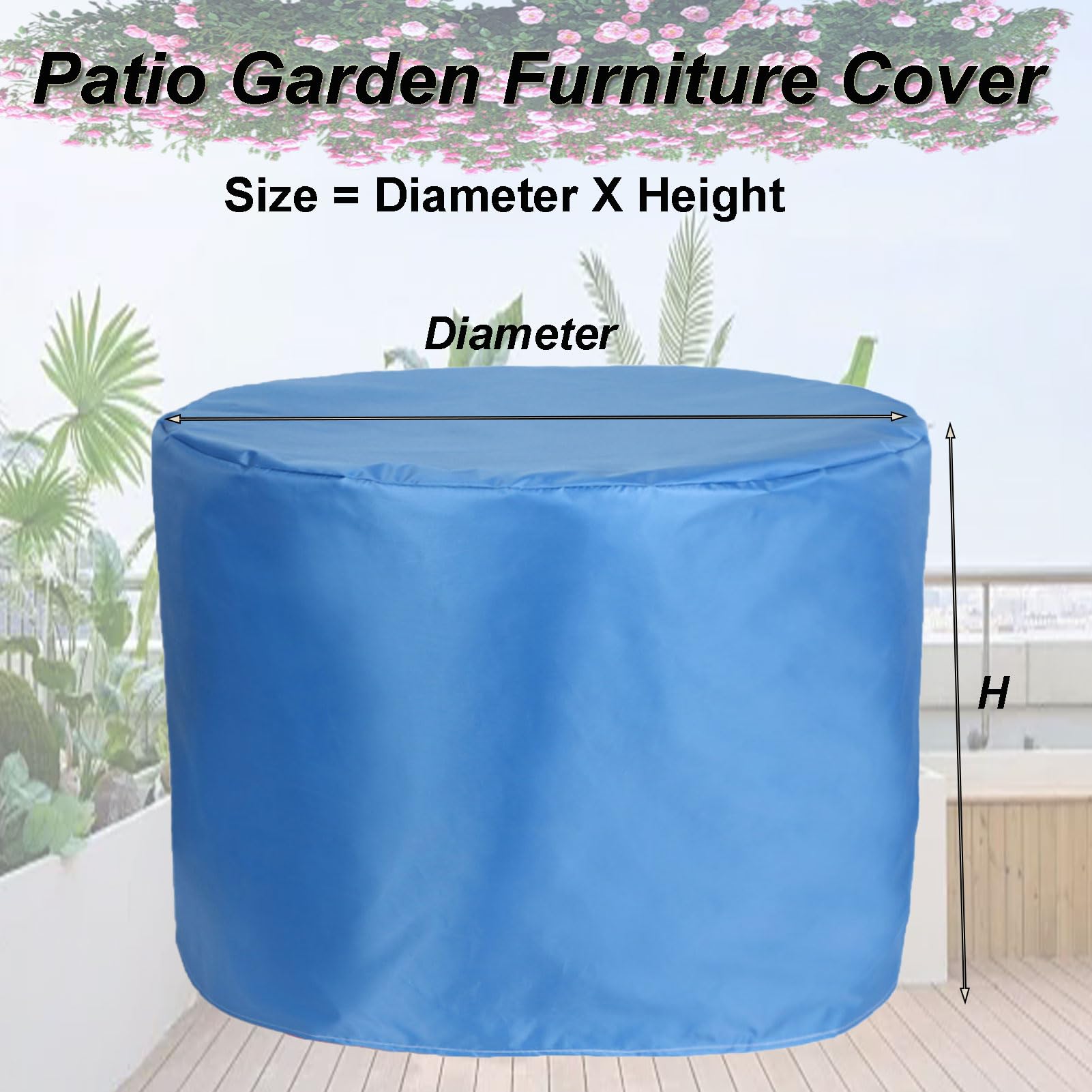 Coperture per Mobili da Esterno 300x220cm, Impermeabile Copritavolo da Giardino, Rotondo Telo Copri Tavoli da Terrazza Tessuto Oxford 420D, per Mobili per Tavoli da Giardino