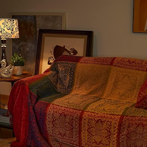 Miniatura 6 de amorus Mantas bohemias de felpilla jacquard con borlas, funda suave para silla, para cama, sofá, manta decorativa para sofá, manta con patrón tribal