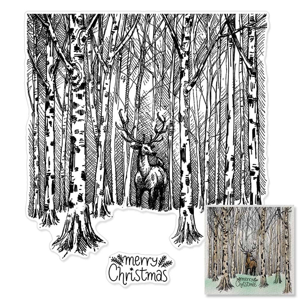 Arriettycraft Winter Wonderland Tampons Transparents Pour La Fabrication De Cartes Et Le Scrapbooking Motif Arbre De Noël Cerf Elk Couronne De Flocons De Neige Animaux