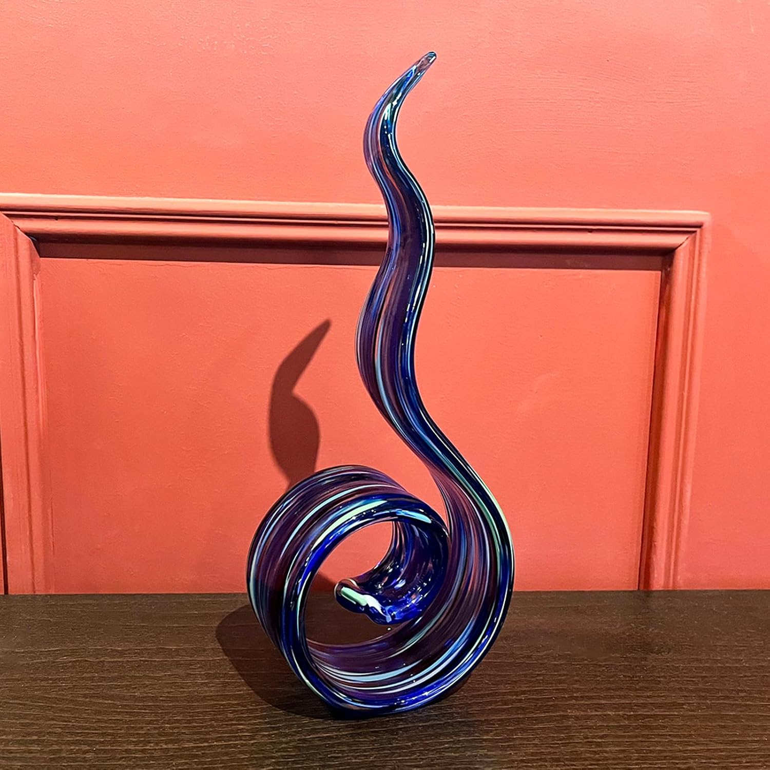 11.4" Tall Hand-Blown Glass Sculpture Murano-Style Sculpture Art Ornament Statue Figurines Home Decor Accent Piece Coastal Ocean Nautical Home Decor,Shelf,TV Stand,Tabletop Centerpieces,Wonderful Gift - Image 7