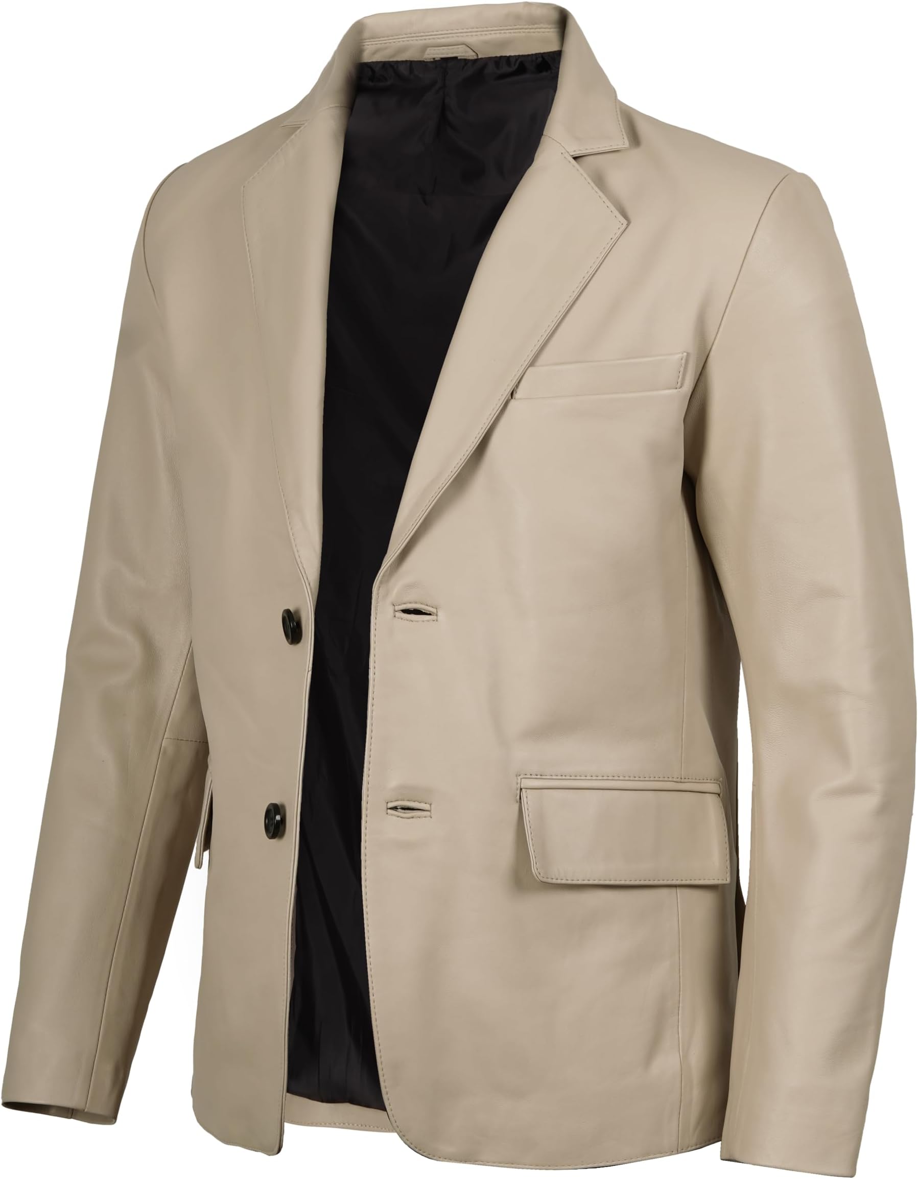 fjackets Mens Leather Jacket โ Real Lambskin Leather Blazer, Notched Collar Sport Coat for Men