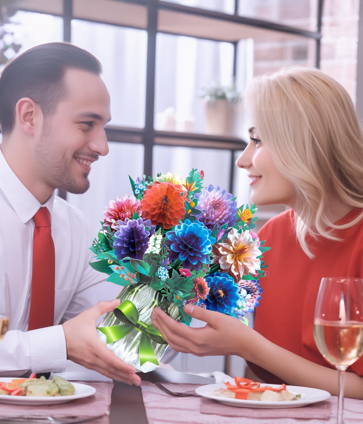 DISJOURNEY Cartes Pop Up En Papier - Dahlia En Papier Pour Maman, Grand