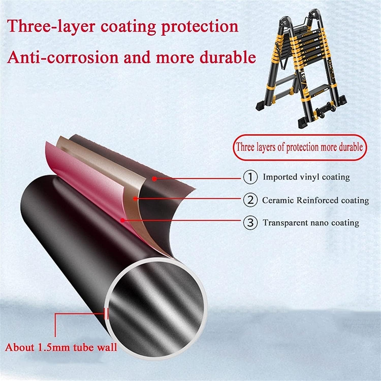 OKUOKA Ladders,Telescoping Ladder with Sploaded Locking Quick Button Retraction Collapsible Extension Ladder for Roof Rv Indoor Outdoor/10.8 Ft+10.8 Ft