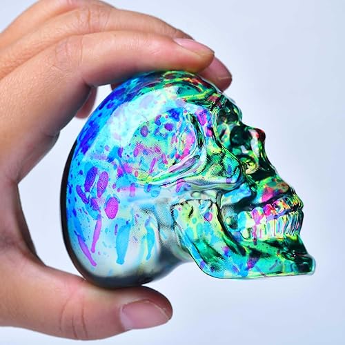 Miniatura 5 de FZBHRO Estatuas de cabeza de calavera de cristal, figuras de calavera K9, piedras preciosas de calavera de cristal, decoración de Halloween, regalos