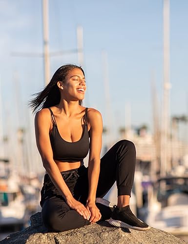 Miniatura 6 de AJISAI - Pantalones deportivos de mujer con cordón y bolsillos, pantalones de sudadera para correr y uso de ocio
