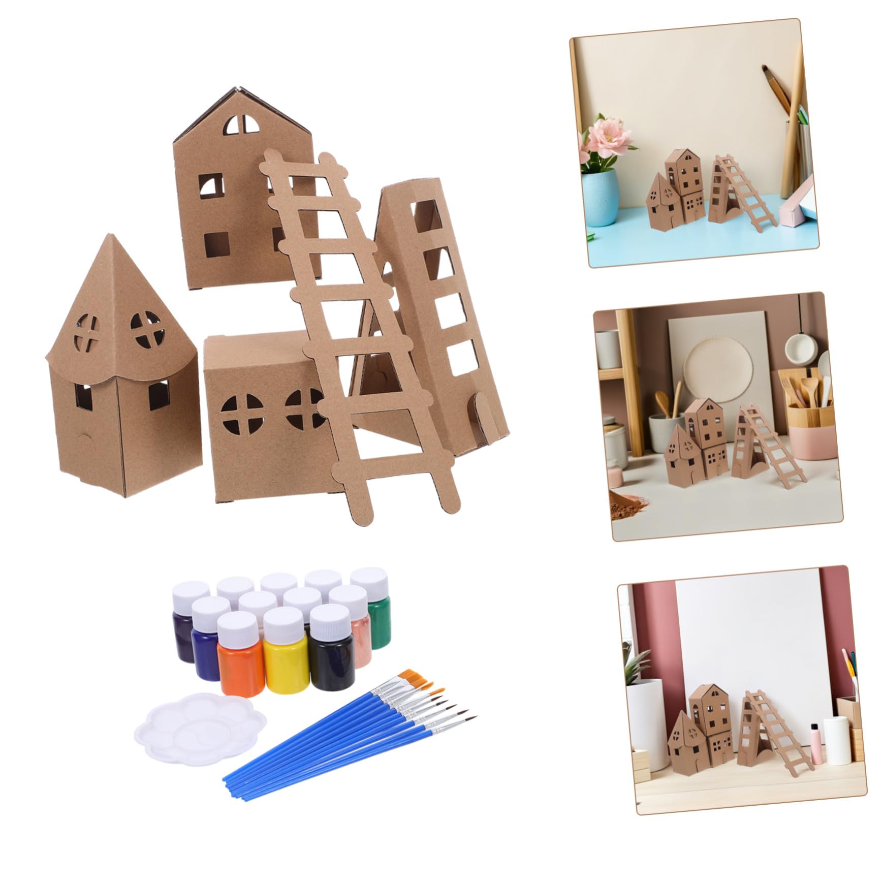 KONTONTY Kit Miniatura da Assemblare e Colorare Modellino Casa Piccola per Attività Creative e Giocattoli Artigianali per Studenti
