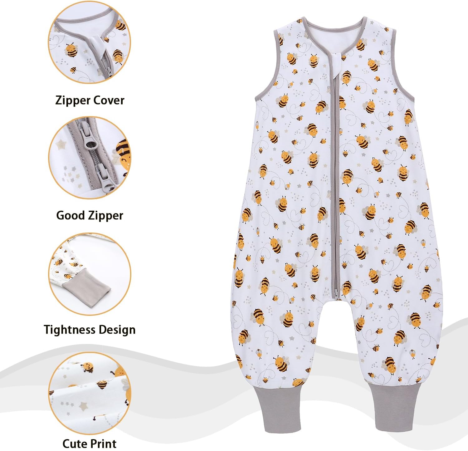 Miracle Baby Sleep Sack with Feet - 1.0 TOG 100% Breathable Cotton Wearable Blanket, Sleeveless Design Sleeping Bag for Baby