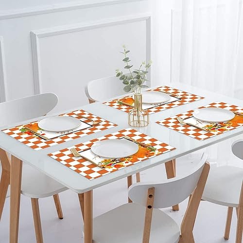 Miniatura 5 de Table Placemats Hello Autumn Love Fall Y'all Pumpkin Classic Table Mats Durable Rectangle Kitchen Table Placemats Dinner Placemats Decorations for