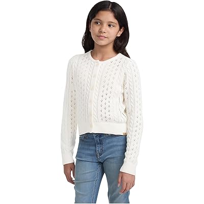 abercrombie kids Cropped Cable Cardigan (Big Kid) jet stream