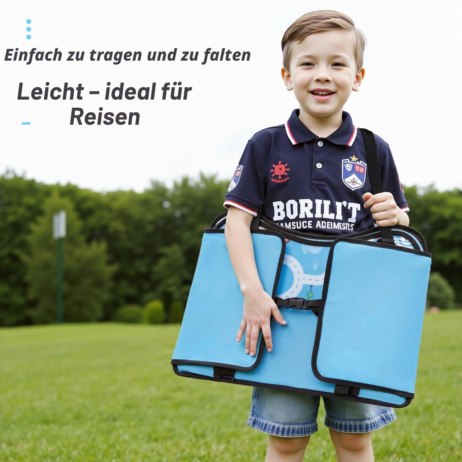 OUOZZZ Kinder Reisetisch Auto – Kindersitz Spiel und Auto Reise Spielzeug, Knietablett Reisetisch für Kinderreisen Roadtrip, Autositz Schreibtisch Einstellbar Kinder Spielzeug ab 3 Jahre