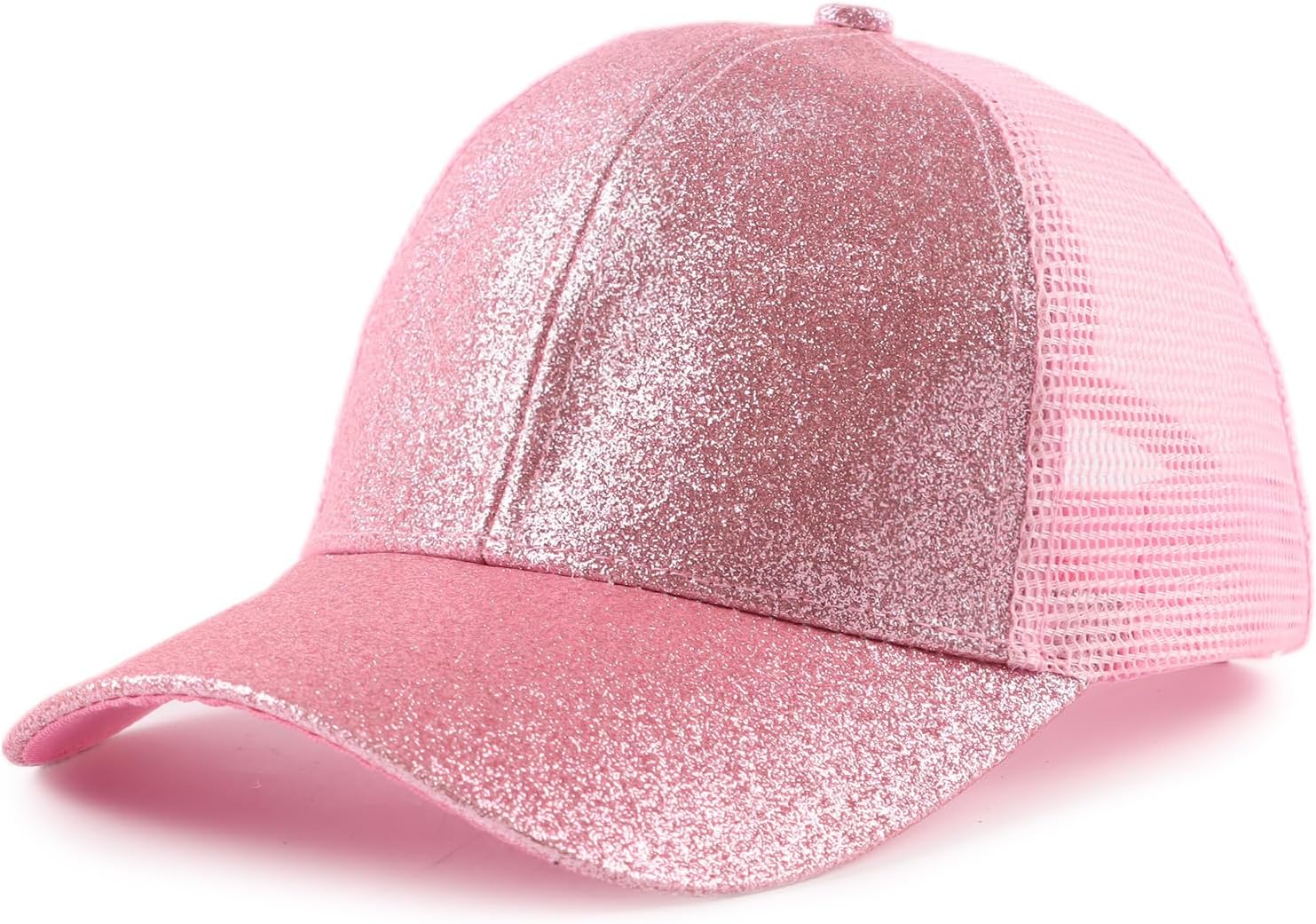 Toddler Girl Baseball Cap Little Girls Glitter Ponytail Hats Kids Adjustable Caps Sparkly Mesh Trucker Hats