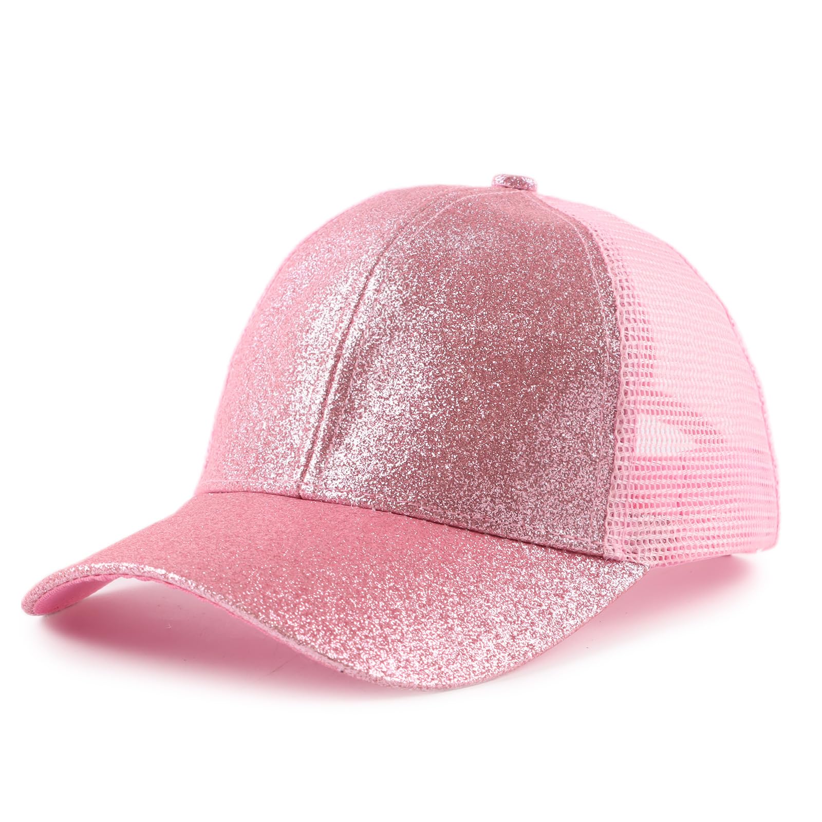 Toddler Girl Baseball Cap Little Girls Glitter Ponytail Hats Kids Adjustable Caps Sparkly Mesh Trucker Hats