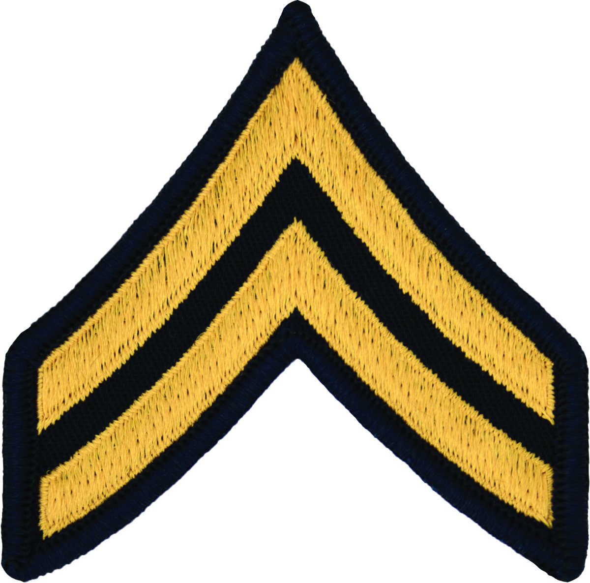 Corporal E-4 Army Chevrons - Gold on Blue (Male)