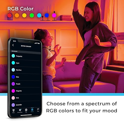 Miniatura 5 de GLOBE Bombilla eléctrica 50589 LED inteligente A19 que cambia de color, WiFi de 2.4 GHz, equivalente a 60 W, 800 lúmenes, funciona solo con Alexa, 1