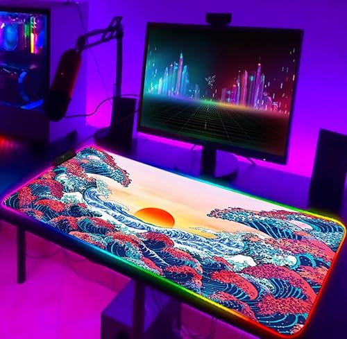 Mouse Pads Anime RGB Mouse Pad Pc Deskmat Keyboard Mat Gaming LED Mousepad Gamer Desk Protector Mause Pads,900x400x4MM