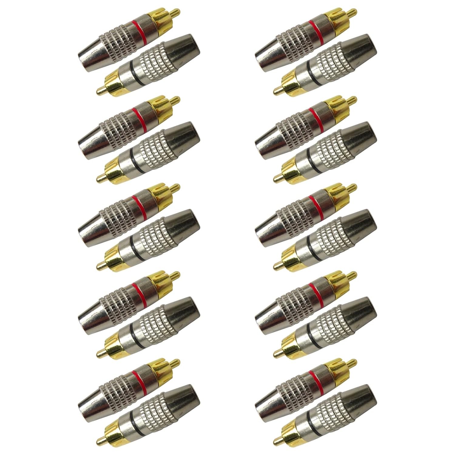GRABOTE RCA Plug Connectors Coaxial Cable Audio Adapter Gold Plug Male No Solder