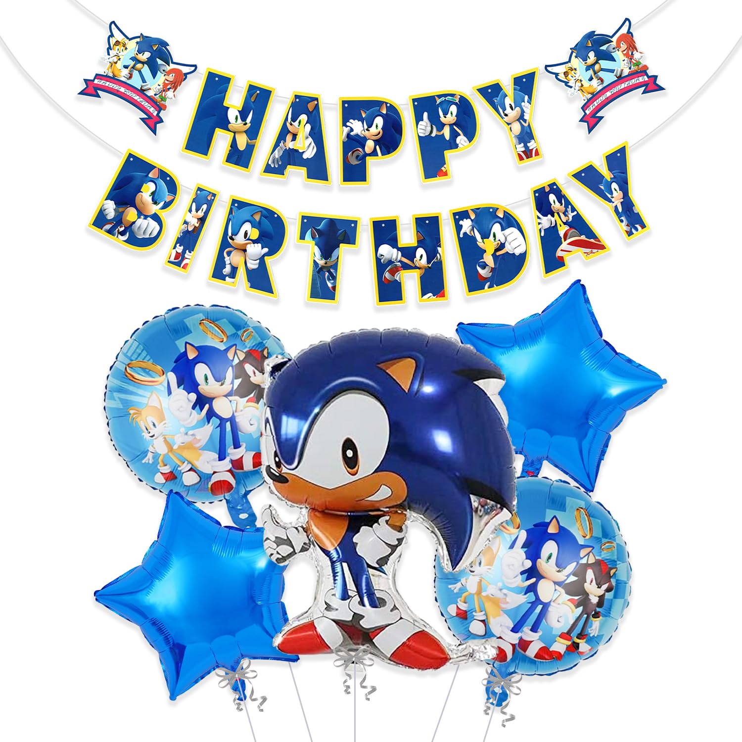Rozi Decoration Sonic Theme Foil, Cardstock Birthday Parties Decorations Items Set of 6 Pcs Sonic Birthday Decorations for Boys | Sonic Birthday Decorations for Girls, Multicolor