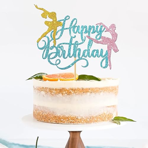 Miniatura 5 de Decoración para pastel de ballet de feliz cumpleaños, suministros para pastel de cumpleaños de niña bailarina, decoraciones de fiesta de cumpleaños