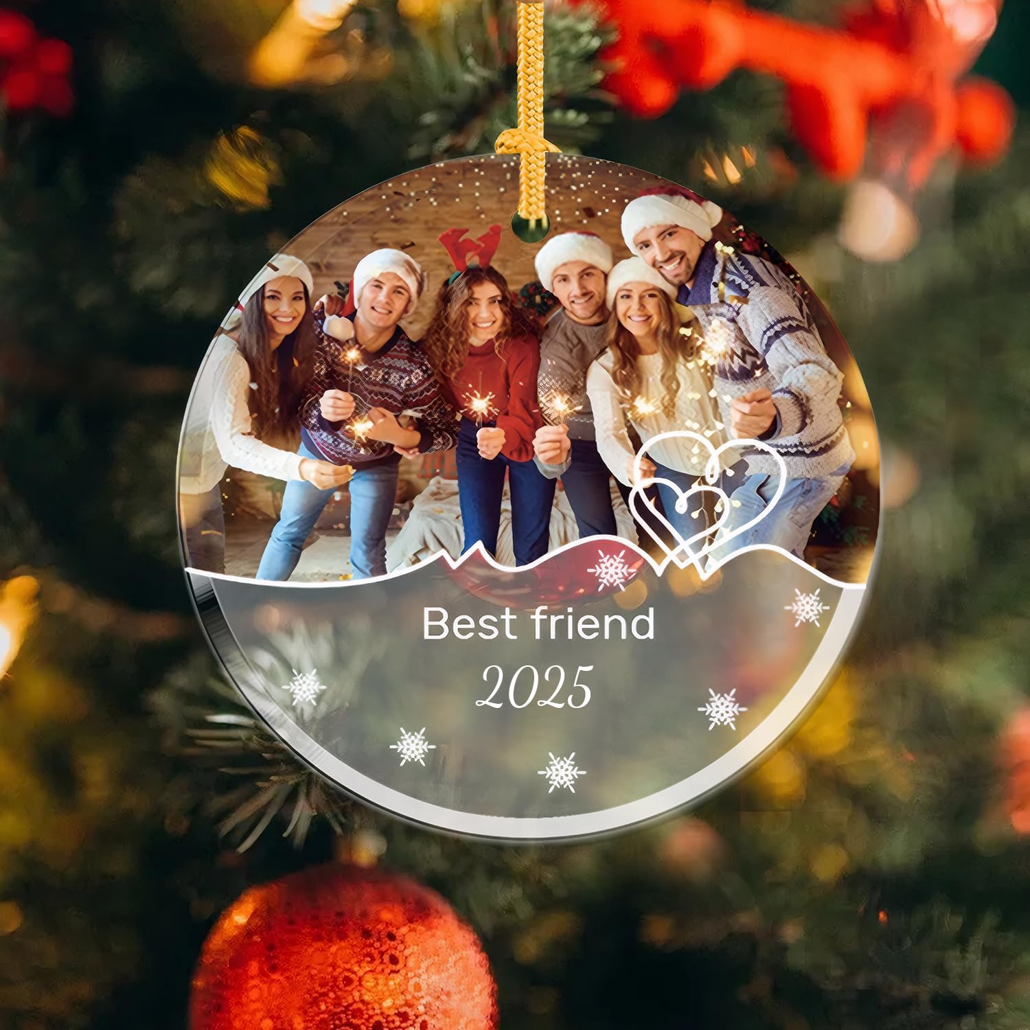 Boule De Noël Personnalisable Avec Noms - Modèles De 2 à 6 Personnages, Décoration Familiale Cadeau Personnalisé - 3