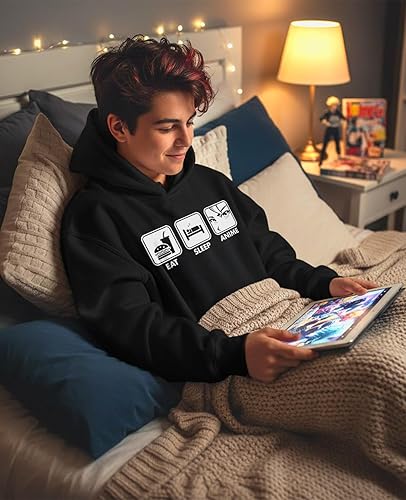 Miniatura 4 de Tstars Eat Sleep Anime Sudadera con Capucha - Sudaderas con Capucha Unisex de Manga Japonesa - Regalo para Fanáticos de Otaku