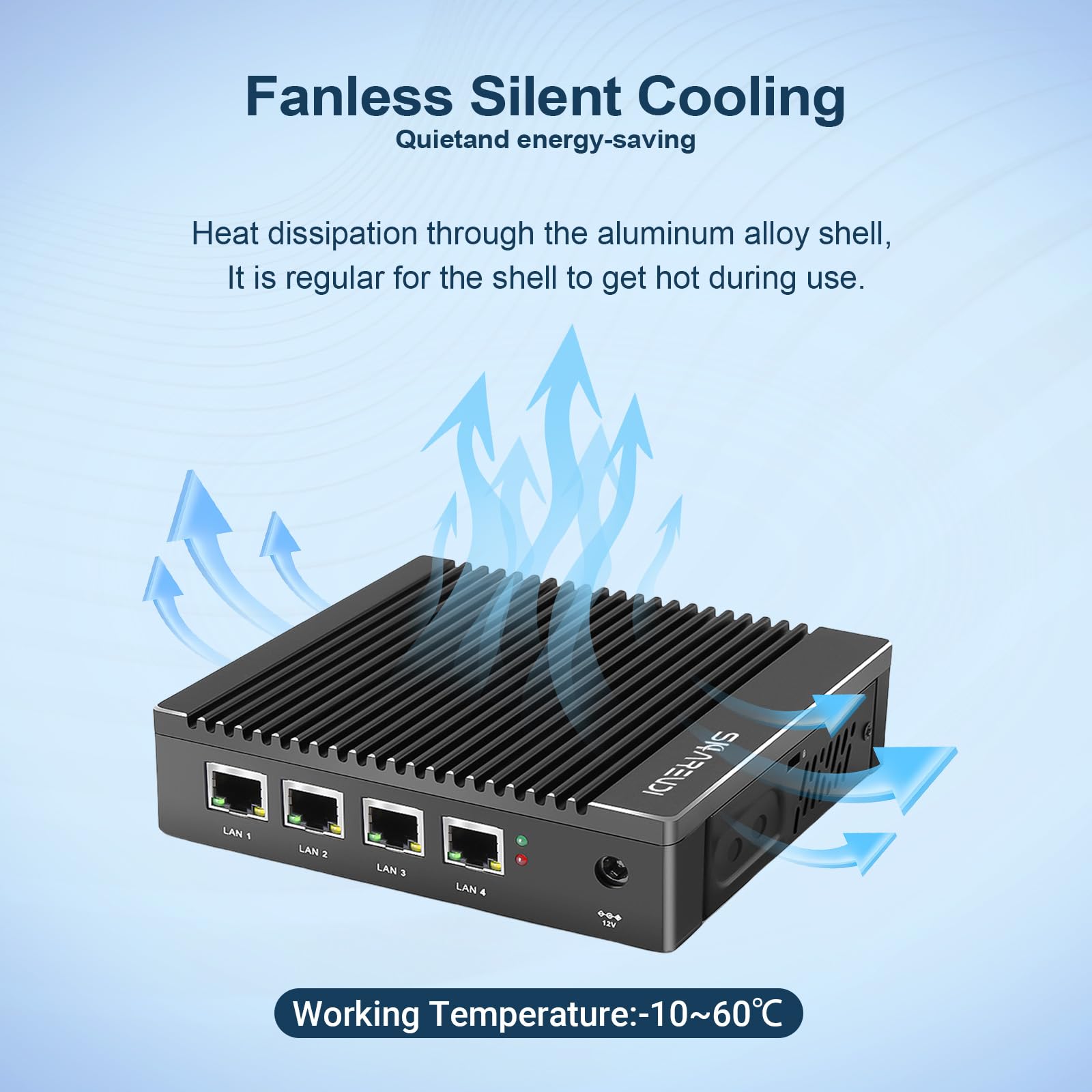 Firewall Dispositivo micro firewall Intel J3710 Quad Core senza ventola Mini PC con 4 porte, scheda di rete Intel 2,5 GbE i226 Gigabit AES-NI, USB 3.0/HDMI/VGA, 8 GB DDR3, 128 GB SSD
