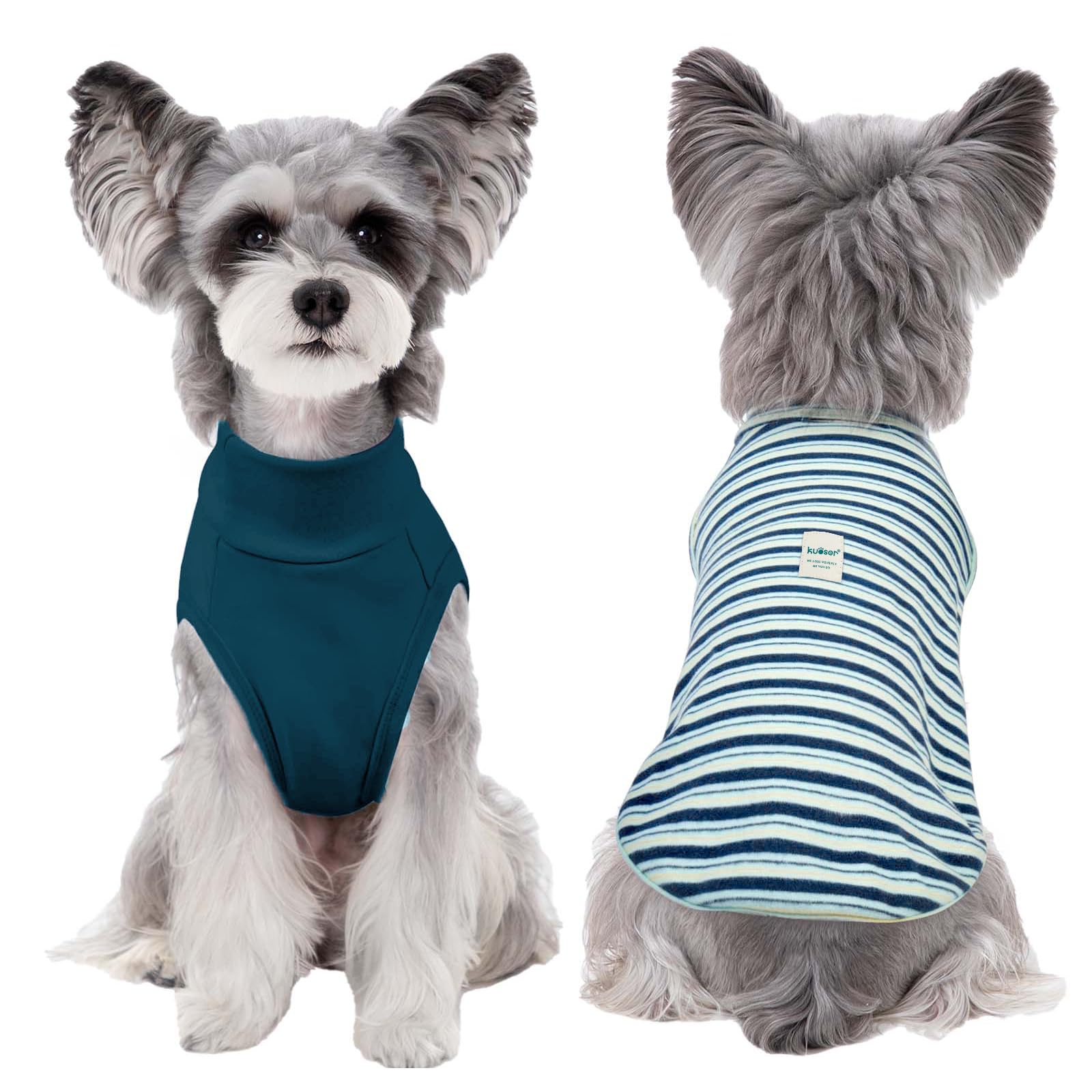 Kuoser 2 Stück Hundepullover Fleece, Pullover für mittelgroße Hunde,Blau XL