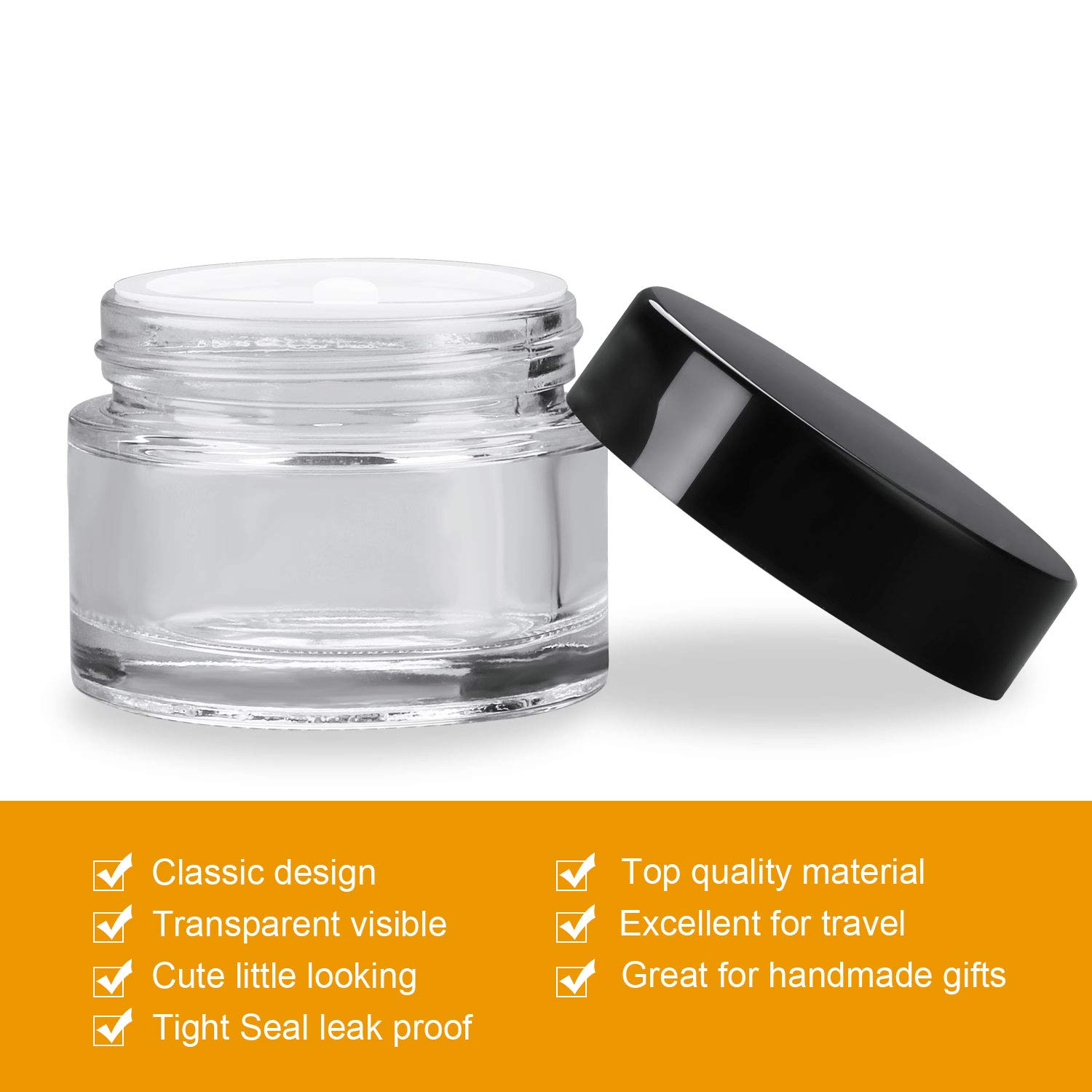 EnchengEncheng Amber-Clear 2 oz y 4 oz tarros cosméticos, 2 oz/transparente/paquete de 30, 2.00[set de ]