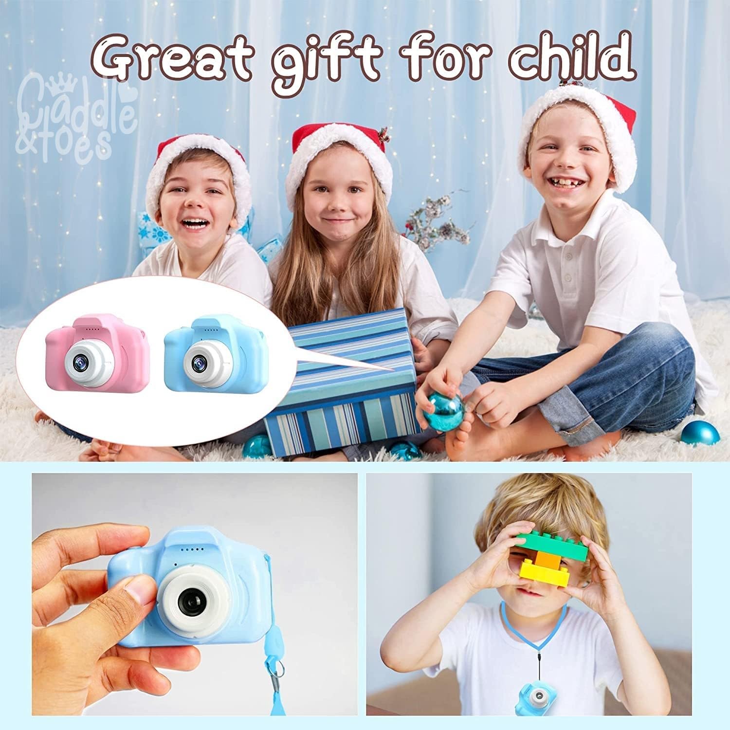 CADDLE & TOES Kids Camera, Christmas Birthday Gifts for Girls or Boys Aged 4+ to 14Years Old, Digital Camera with Video, HD,40 MP Camera Toys (Camy Blue)(SD Card Not Included) - Image 2 thumbnail
