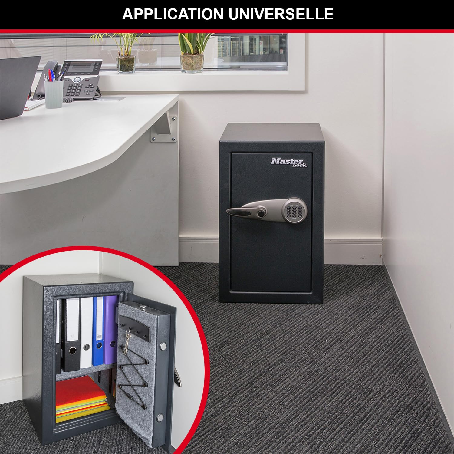 Master Lock Coffre Fort Haute Securité Grande Capacité, Combinaison Electronique, 61,7 L, 61 x 39 x 41 cm