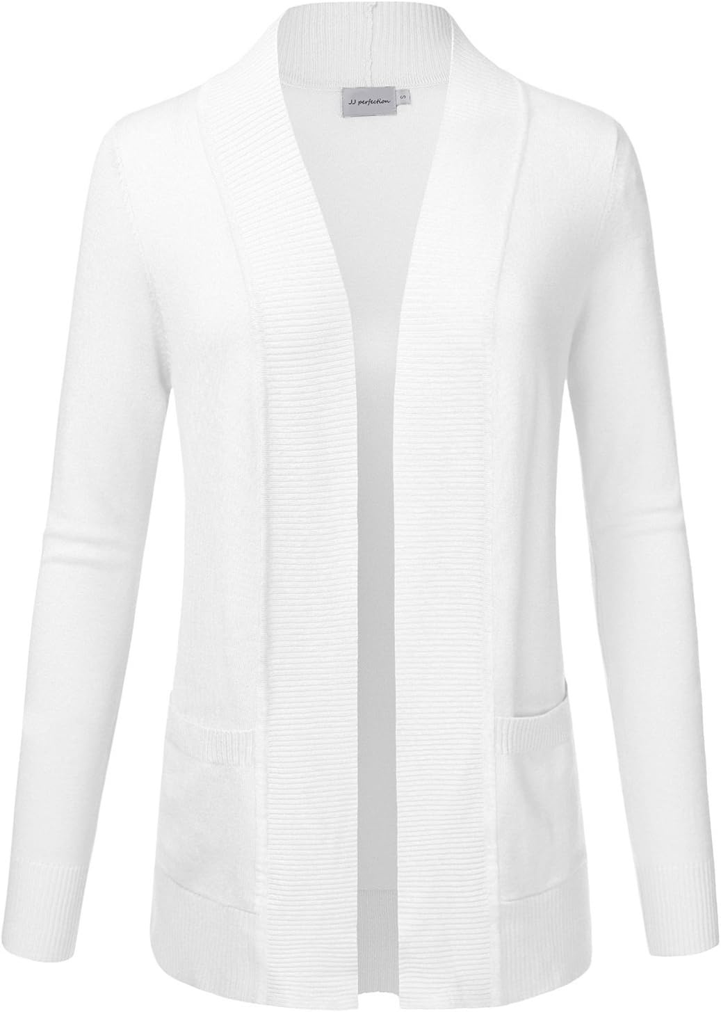 JJ Perfection Casual Open Front Knit Cardigan Long Sleeve with Side Pockets Basic Sweater Jackets for Womens with Plus Size