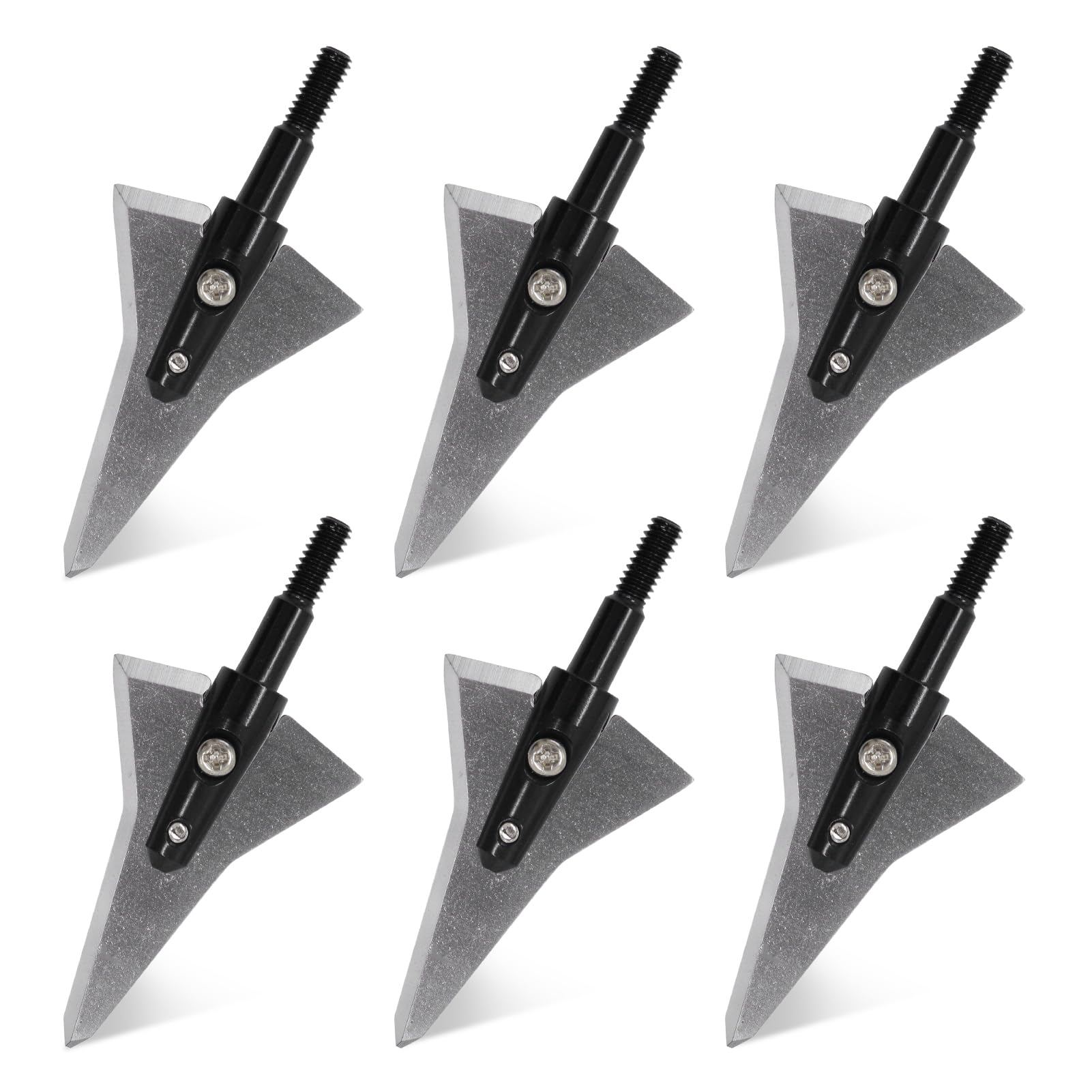 RUOERSISI 6/12pcs 125 Grain Traditional Archery Arrow Tips Screw in Arrowheads Fixed Blade Arrow Broadhead Stainless Steel Archery Arrowheads for Small Game Hunting (6pcs)