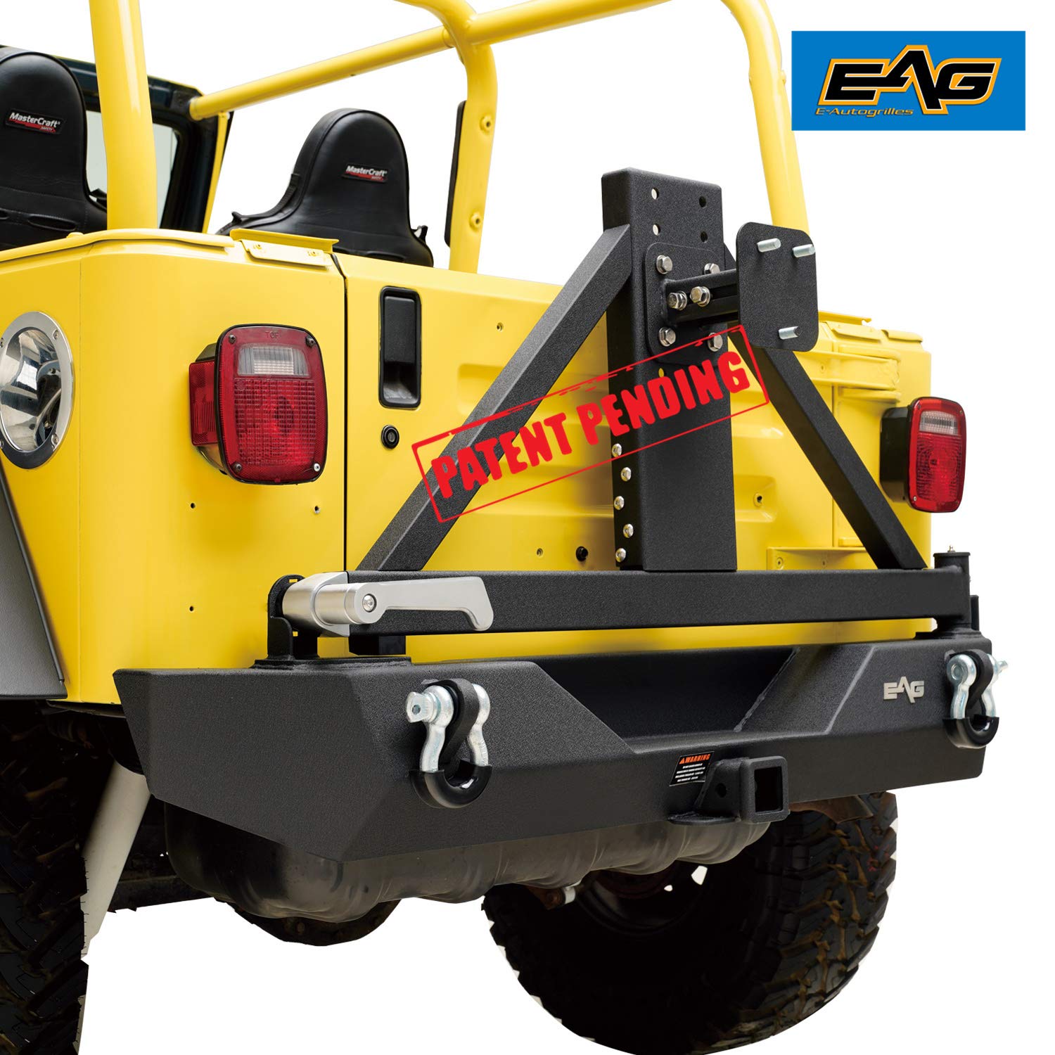 Buy EAG TJ YJ Steel Rear Bumper with Tire Carrier & Hitch Receiver & D