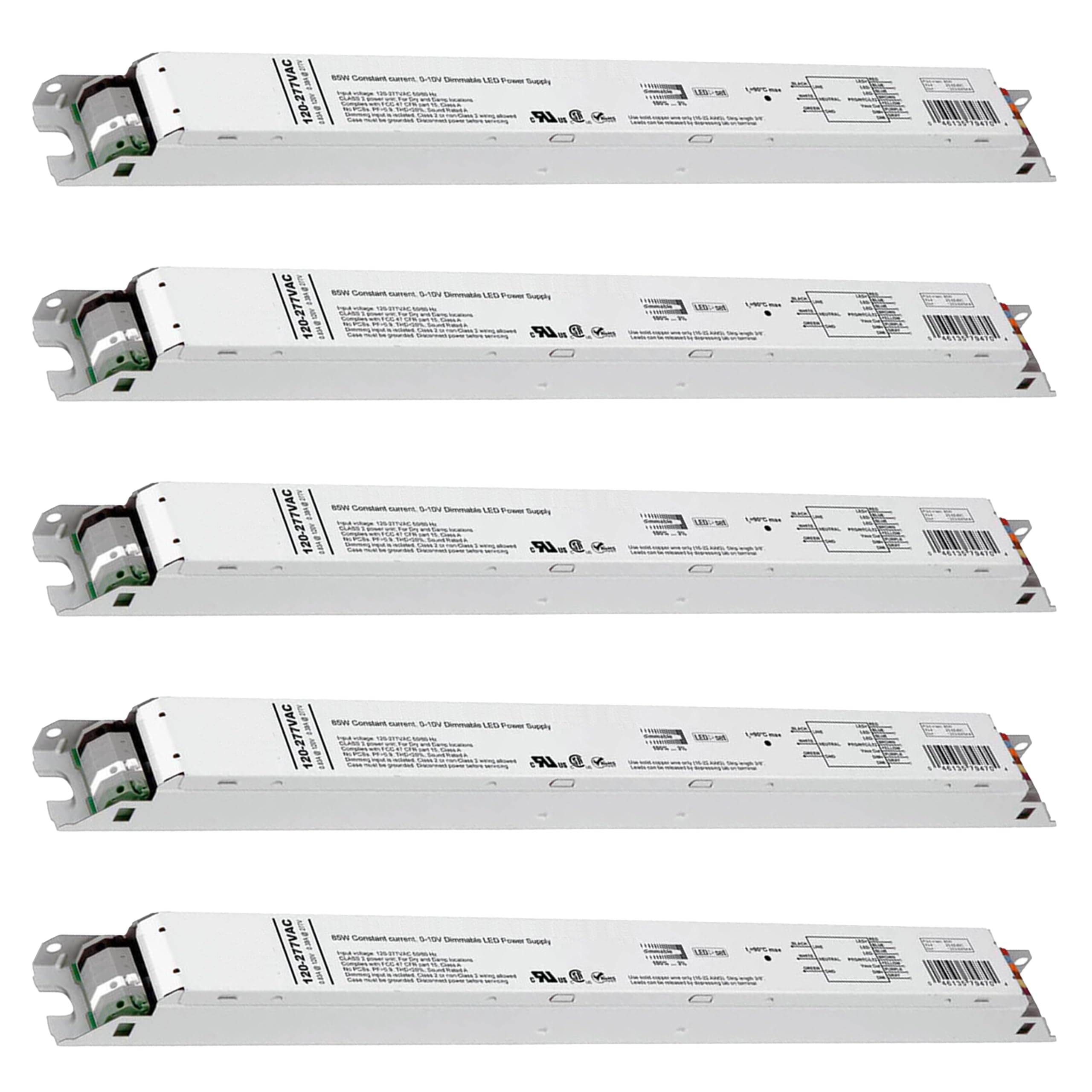OHLECTRIC Replacement for OTi 85/120-277/2A3 DIM-1 L Linear 120-277V LED Driver, Factory Default 2300mA (Programmable Upon Request), 10-55V Output, 85W Power, 1-100% LED Dimming Range, 5 Pack