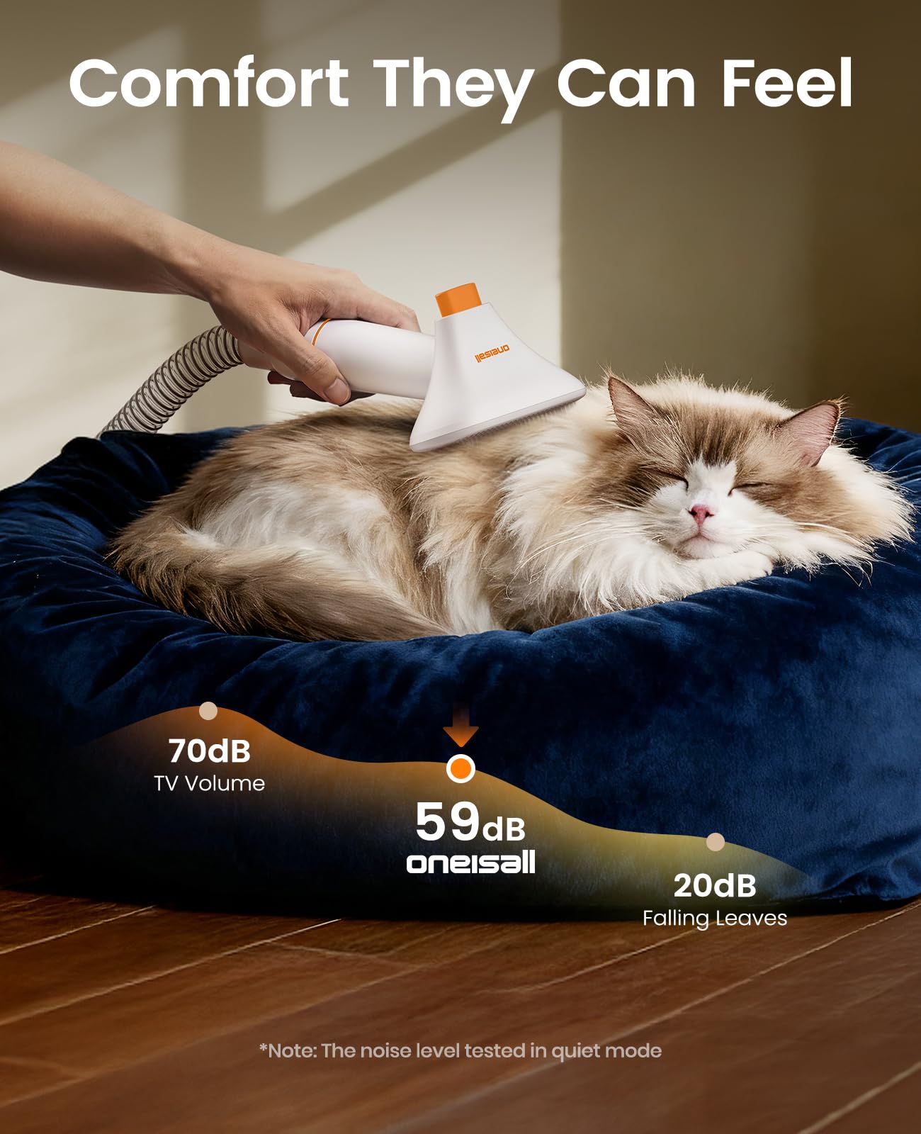 oneisall Aspiradora de aseo para perros – Succión de 15000 Pa, captura el 99% del pelo de mascotas para reducir el desprendimiento, cortaúñas para perros y cepillo silencioso (≤59 dB) con 4 accesorios