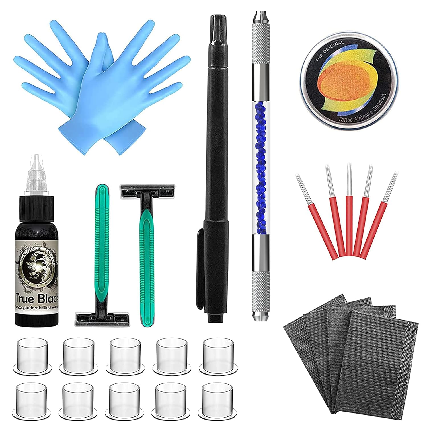 Wormhole Tattoo Hand Poke and Stick Tattoo Kit Tattoo Needles Clean