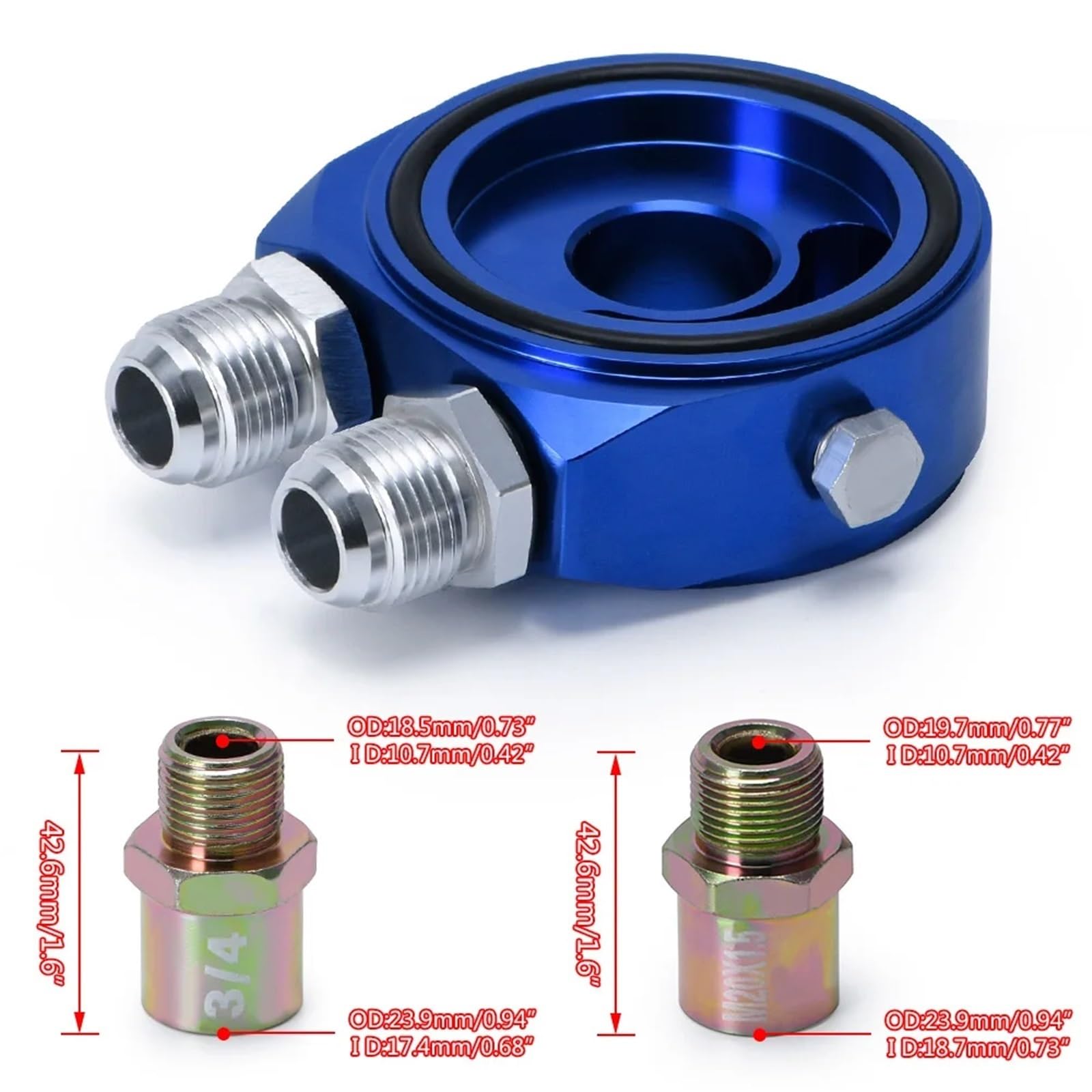 Kit de Placa adaptadora sándwich Universal de Aluminio AN10 para Filtro de Aceite con Conexiones 3/4-16 UNF y M20 x 1.5 LZ6721