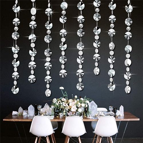 Miniatura 5 de Decoraciones de fiesta plateadas de 39 pies para decoración de fiesta de boda, serpentina circular colgante para baby shower, despedida de soltera,