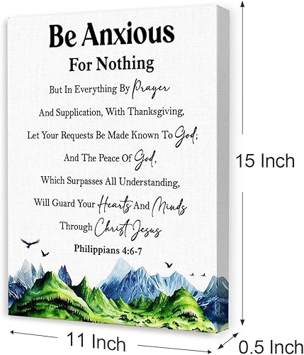 Miniatura 2 de OTINGQD Filipenses 46-7 Be Anxious for Nothing - Arte de pared, decoración de pared inspiradora cristiana, versículo bíblico religioso, arte de