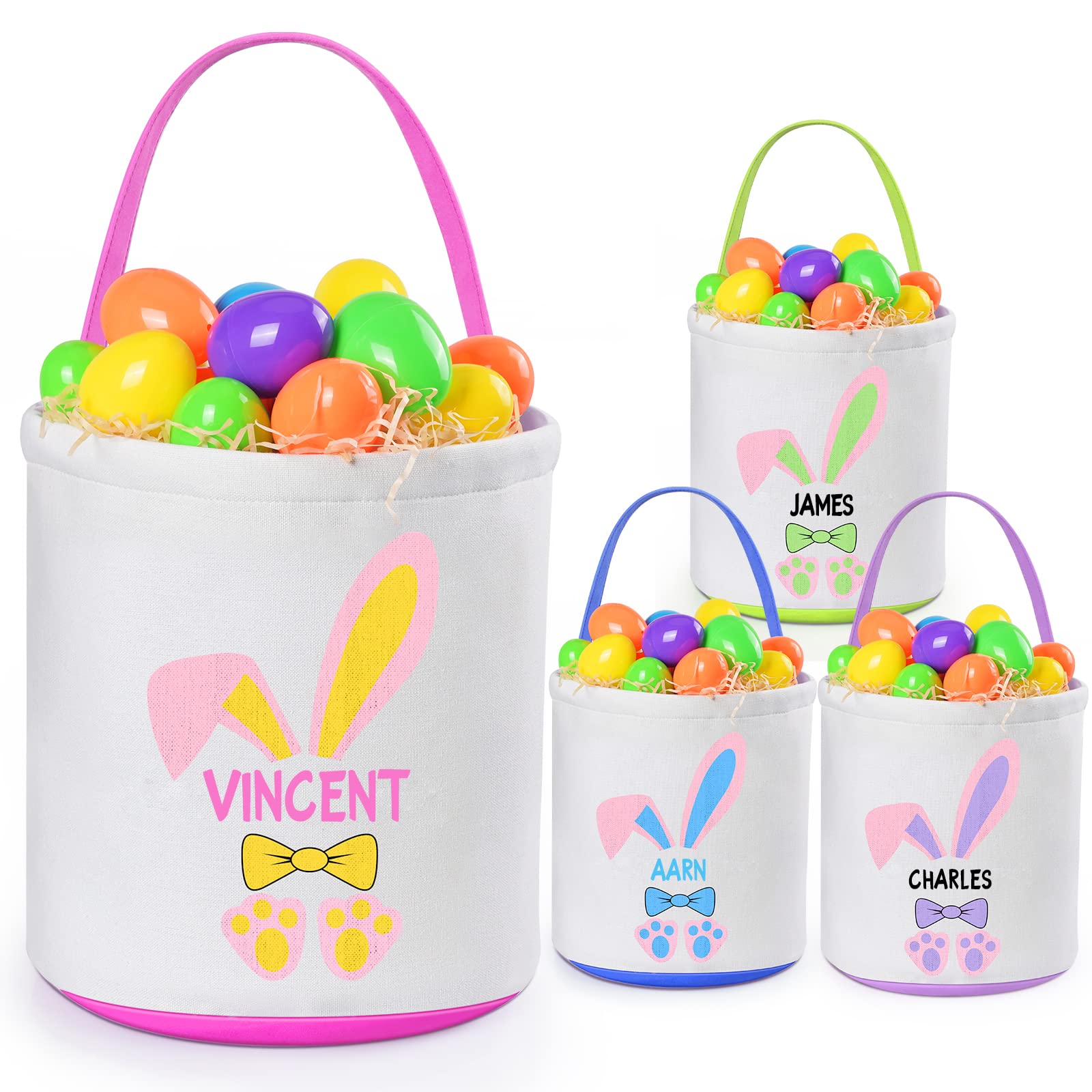 Jocidea Personalized Easter Basket - Pink, Cartoon, Classic, No Closure, Loop Handle - Easter Gift Basket for Kids